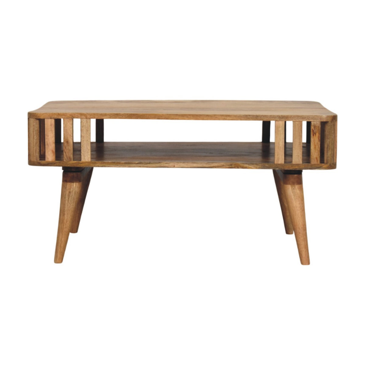 Palm Springs Oak-ish Slatted 2-Tier Table
