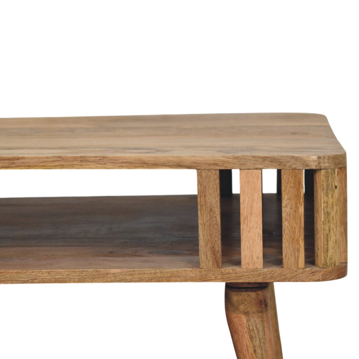 Palm Springs Oak-ish Slatted 2-Tier Table