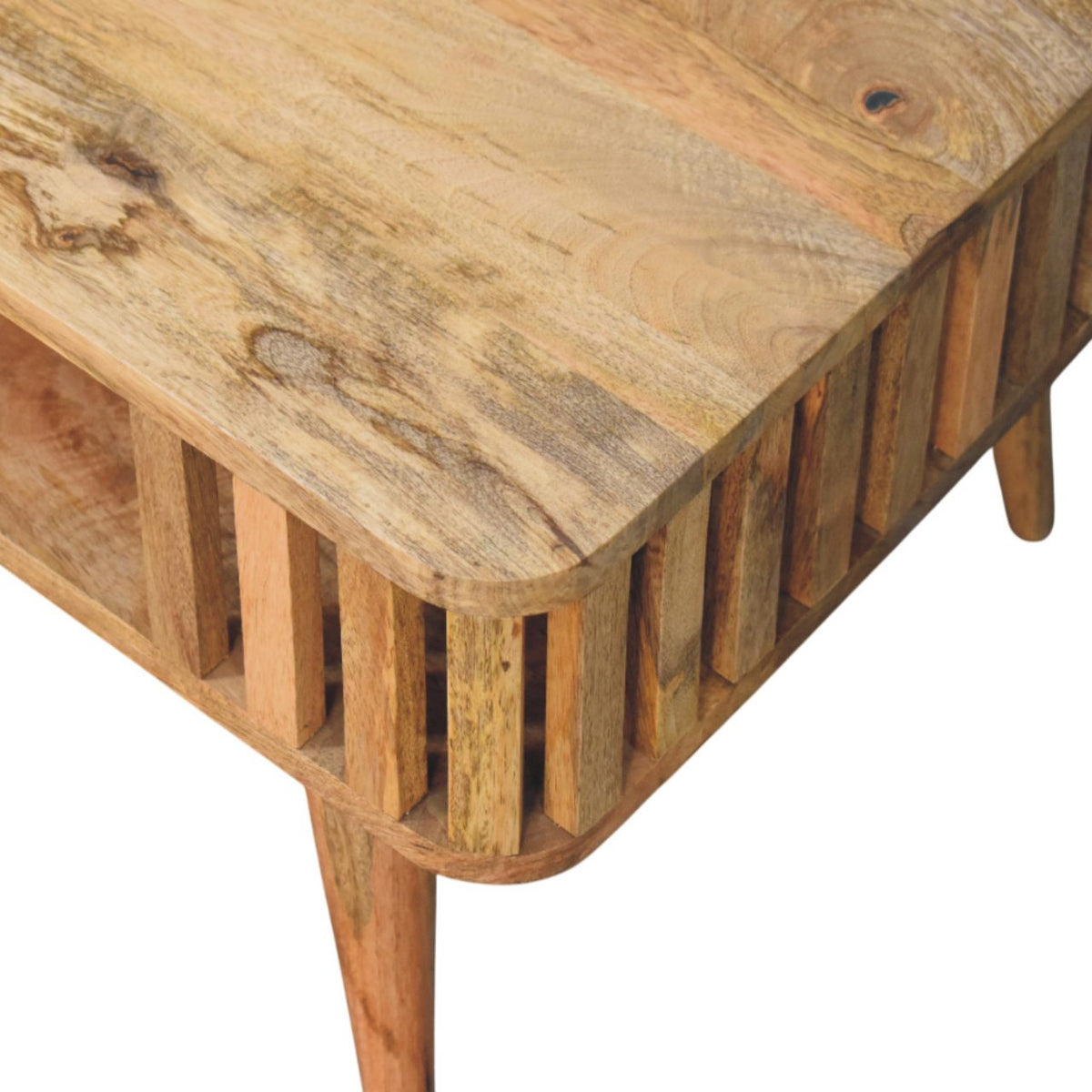 Palm Springs Oak-ish Slatted 2-Tier Table
