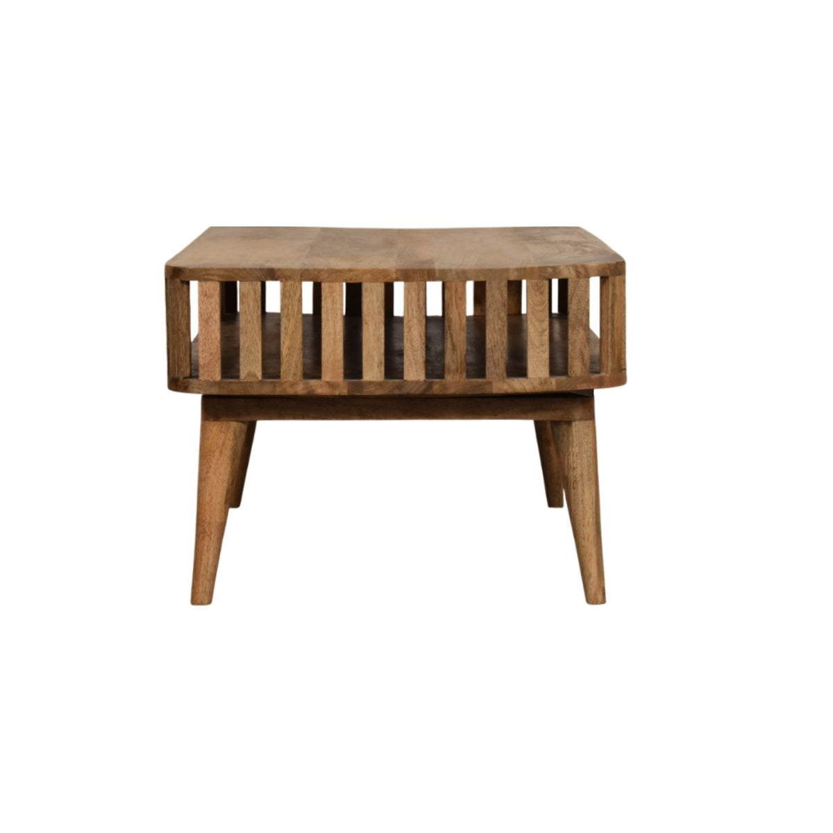 Palm Springs Oak-ish Slatted 2-Tier Table