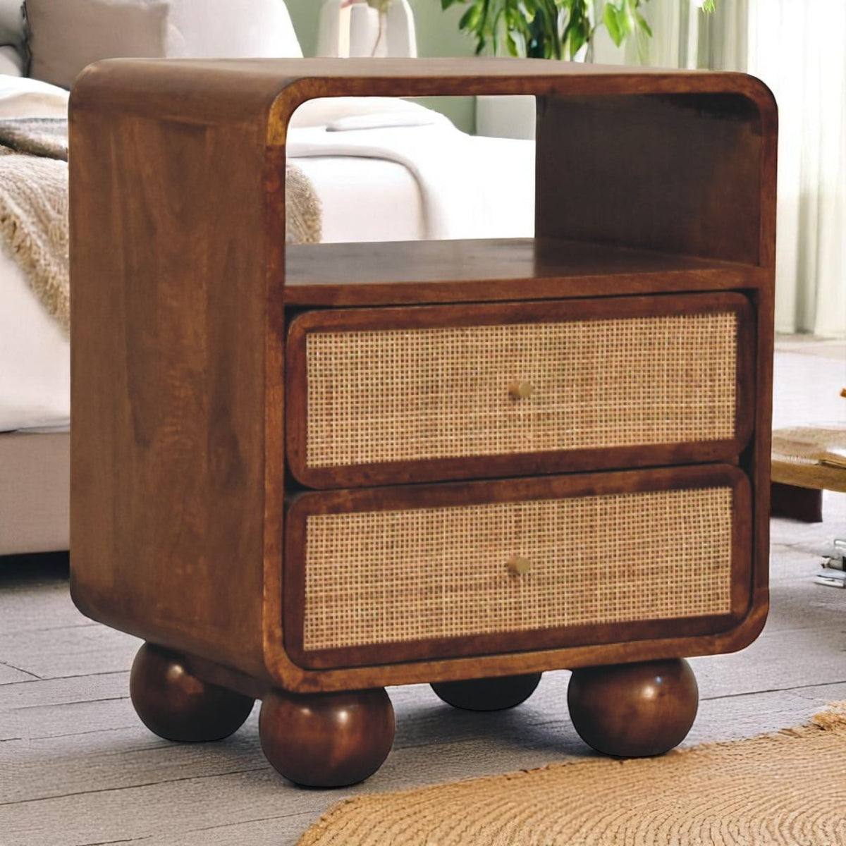 Malibu Rattan 2 Drawer Nightstand