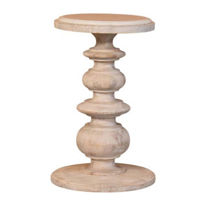 Beacon Salted Oak Round Marble Accent Table