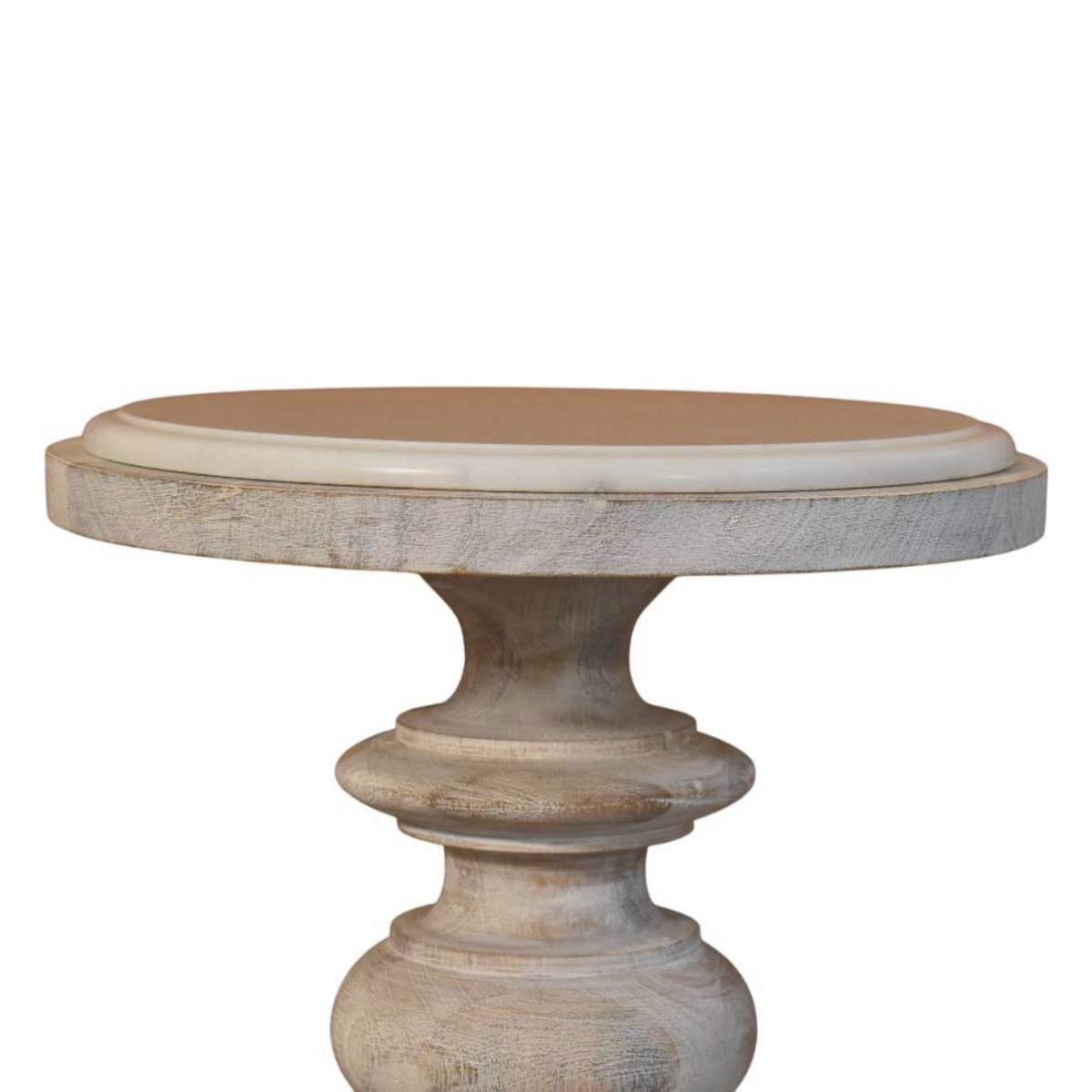 Beacon Salted Oak Round Marble Accent Table
