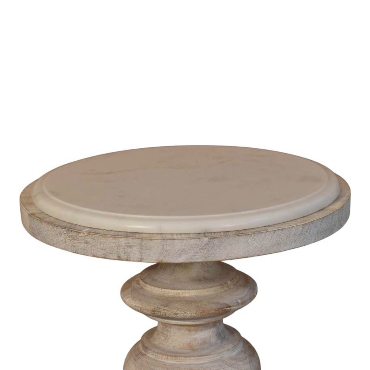 Beacon Salted Oak Round Marble Accent Table