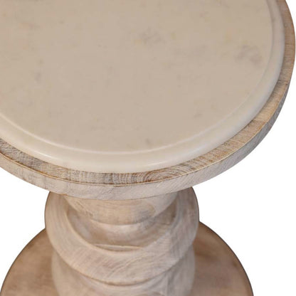 Beacon Salted Oak Round Marble Accent Table
