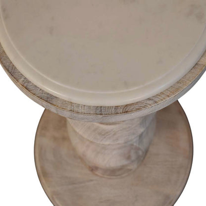 Beacon Salted Oak Round Marble Accent Table