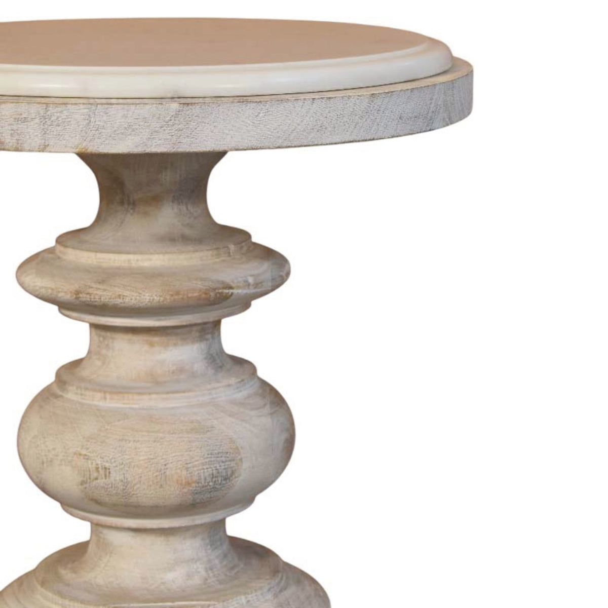 Beacon Salted Oak Round Marble Accent Table