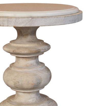 Beacon Salted Oak Round Marble Accent Table