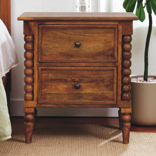 Savannah Harper Spindle Amber Oak Nightstand