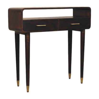 Bellevue Velvet Mocha Curved Console Table