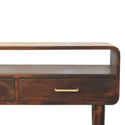 Bellevue Velvet Mocha Curved Console Table