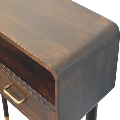 Bellevue Velvet Mocha Curved Console Table