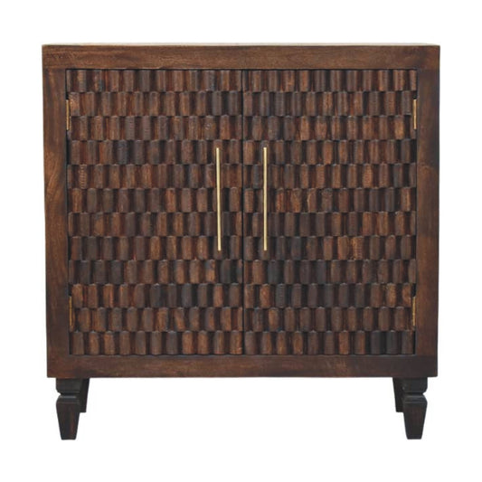 Santa Fe Carved Mocha Wood Storage Cabinet