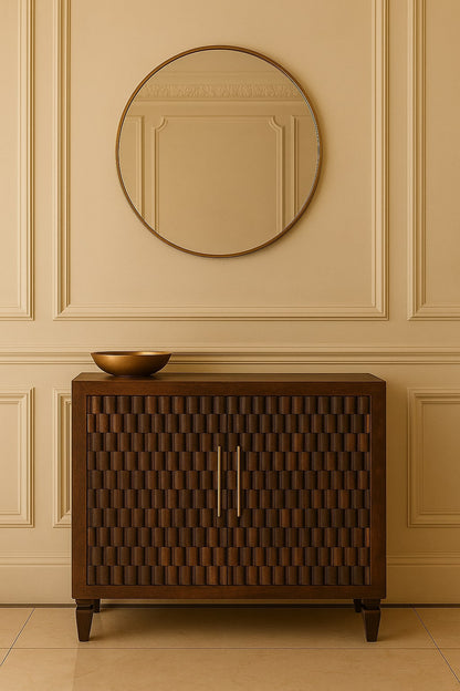Santa Fe Carved Mocha Wood Storage Cabinet