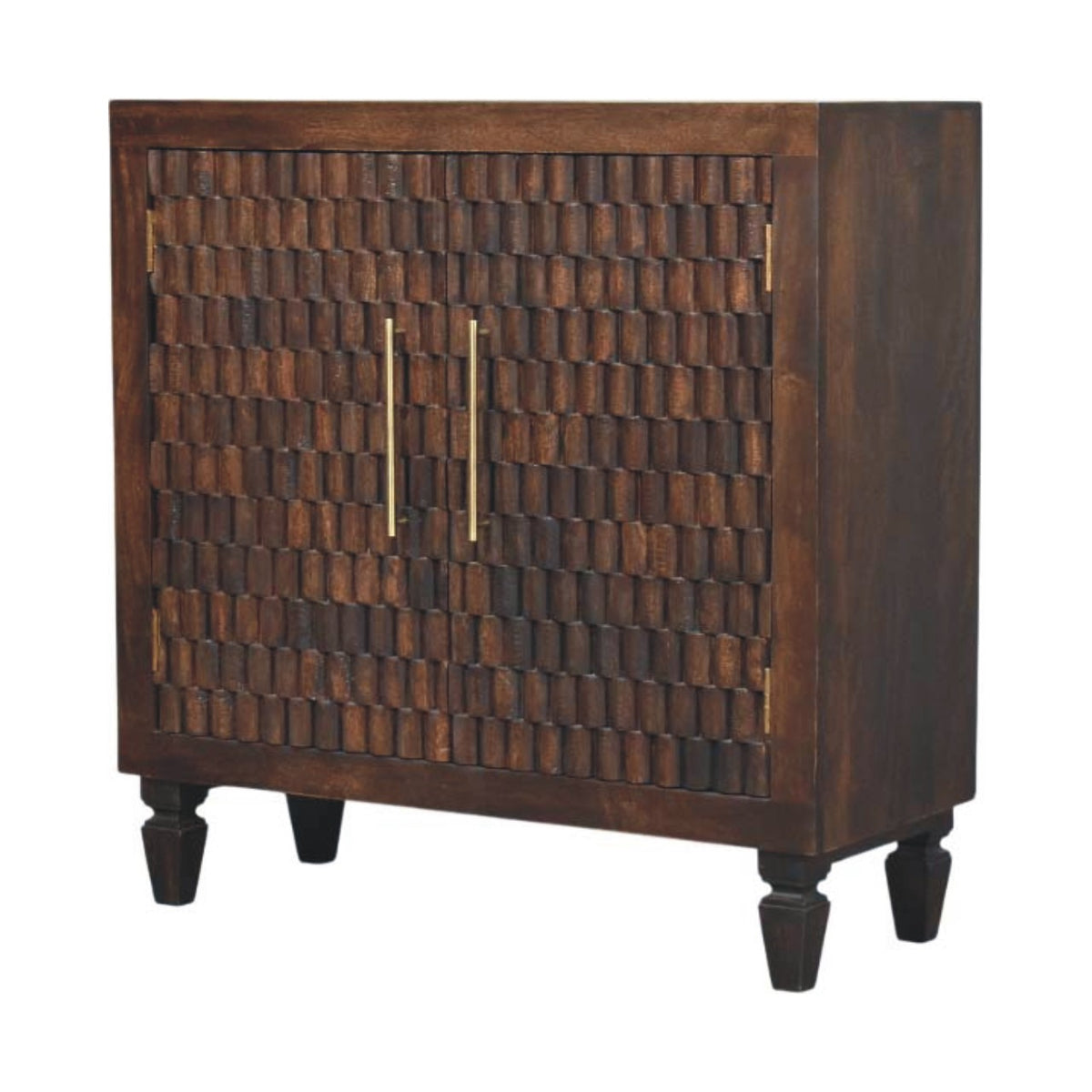 Santa Fe Carved Mocha Wood Storage Cabinet