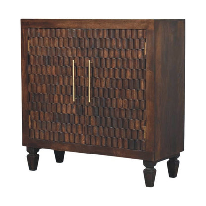 Santa Fe Carved Mocha Wood Storage Cabinet