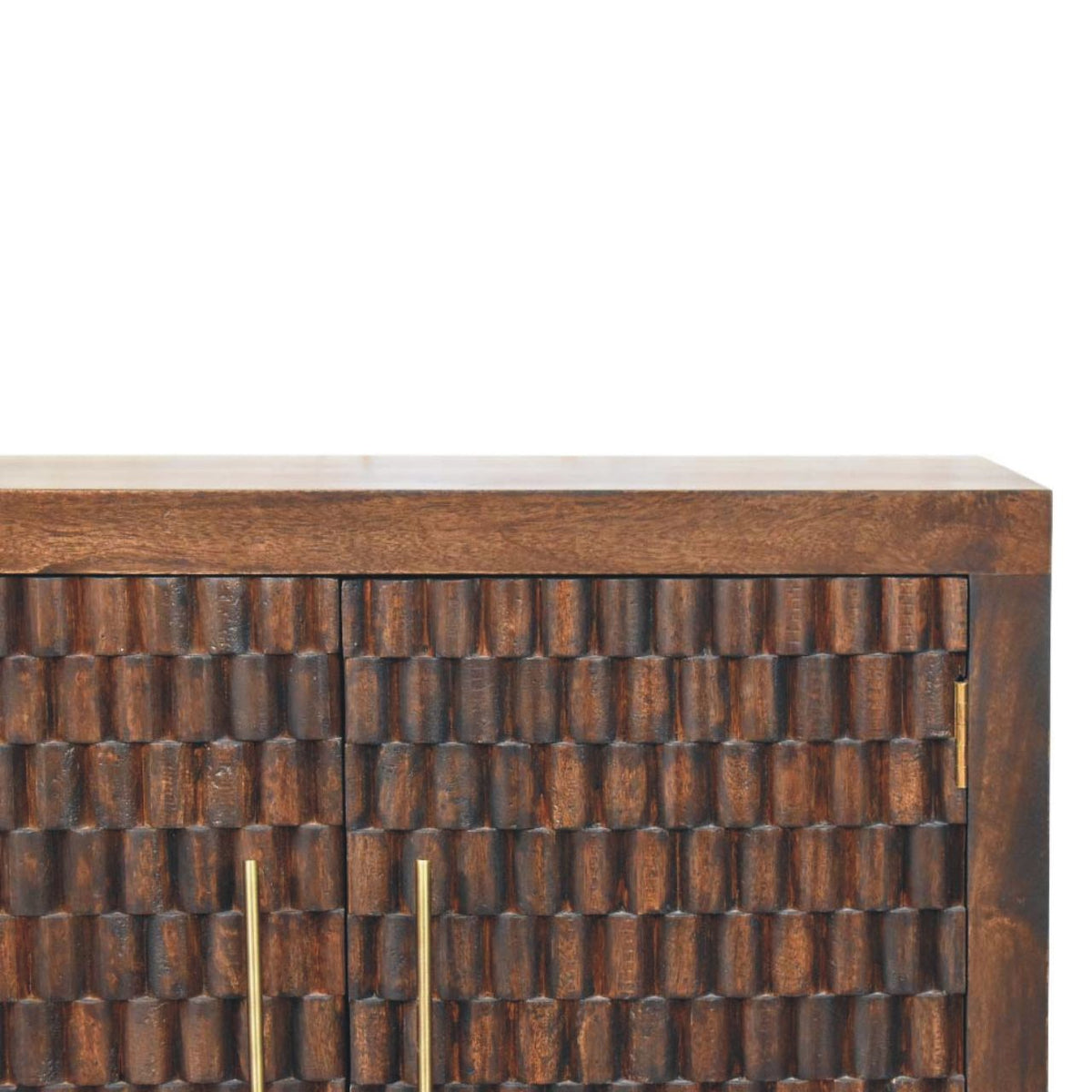 Santa Fe Carved Mocha Wood Storage Cabinet