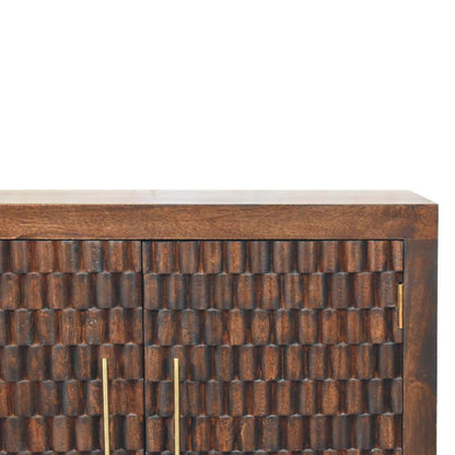 Santa Fe Carved Mocha Wood Storage Cabinet