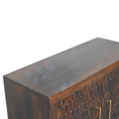 Santa Fe Carved Mocha Wood Storage Cabinet