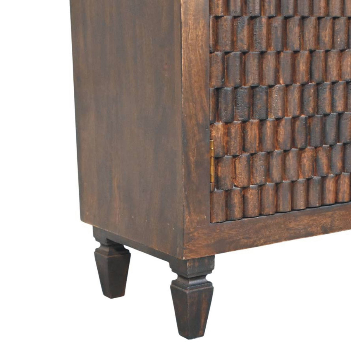 Santa Fe Carved Mocha Wood Storage Cabinet