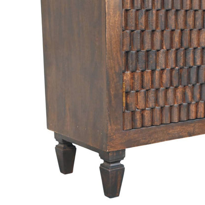 Santa Fe Carved Mocha Wood Storage Cabinet