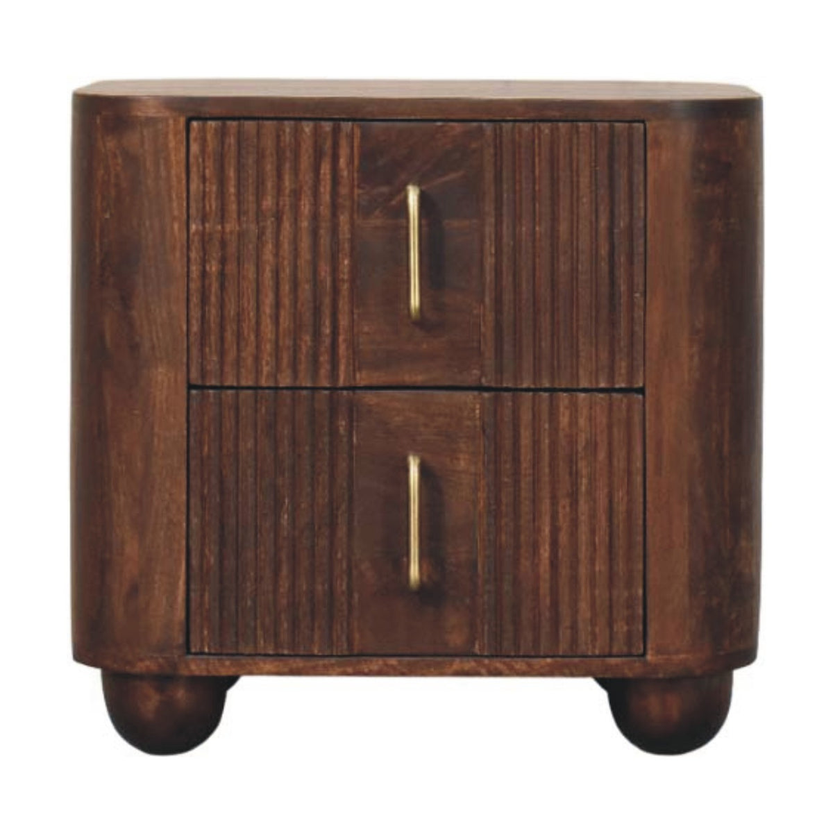 Highland Fluted Walnut 2 Drawer Nightstand
