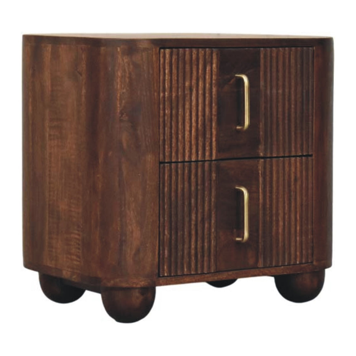 Highland Fluted Walnut 2 Drawer Nightstand