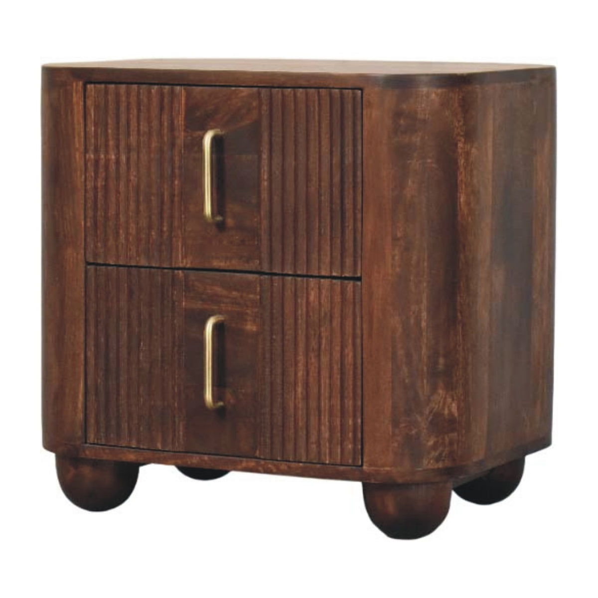 Highland Fluted Walnut 2 Drawer Nightstand