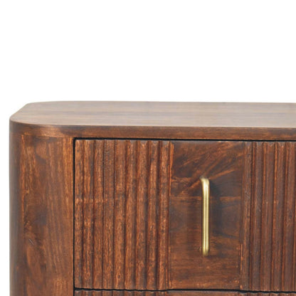 Highland Fluted Walnut 2 Drawer Nightstand