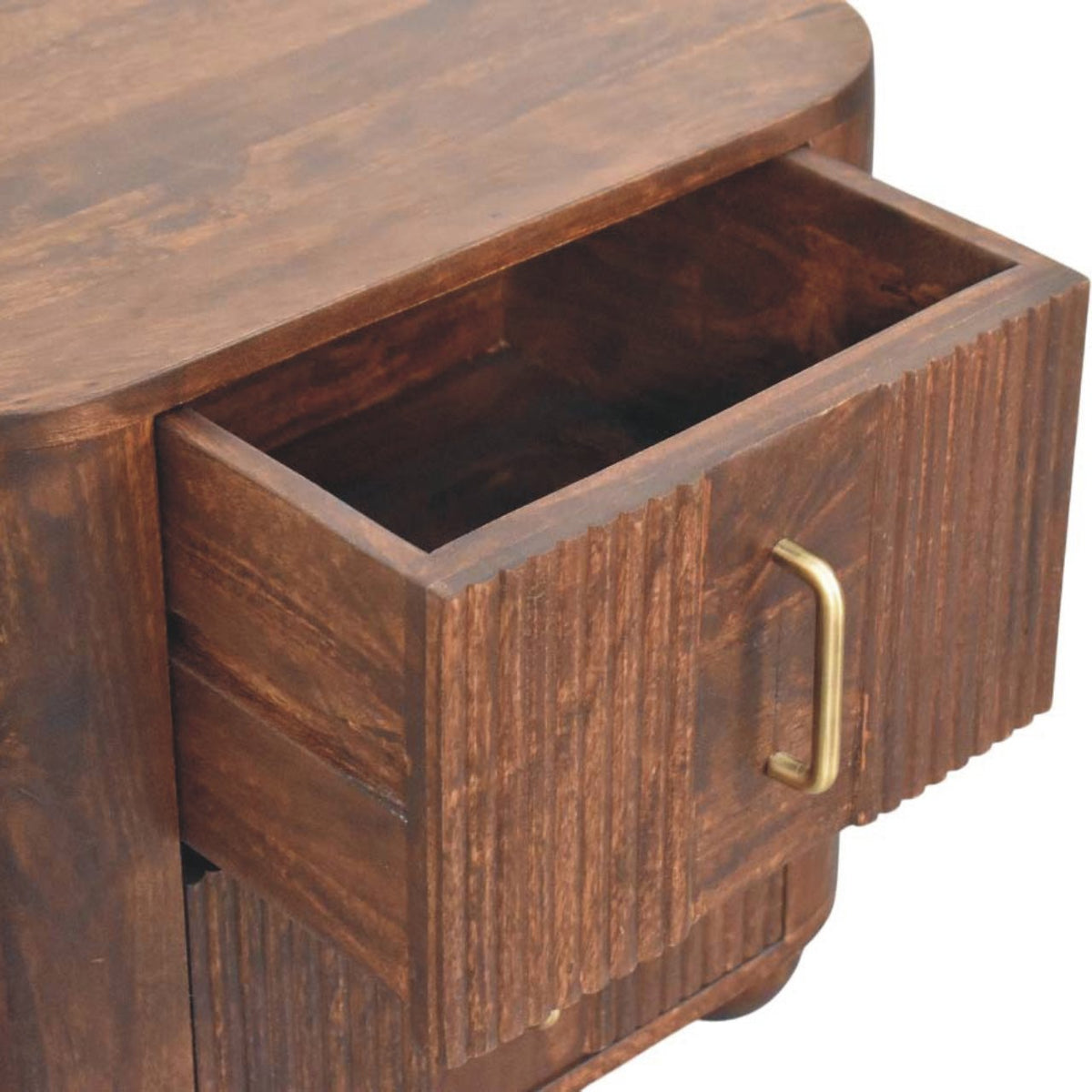 Highland Fluted Walnut 2 Drawer Nightstand