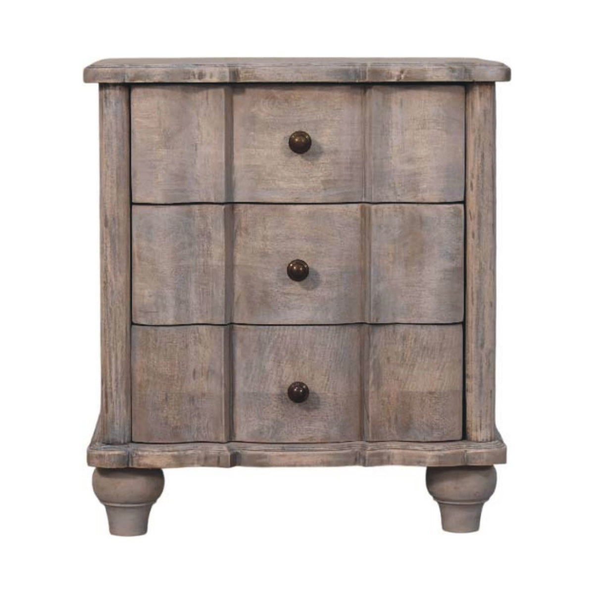 Bodie Wash Solid Wood 3 Drawer Nightstand