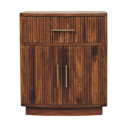 Highland Amber Oak Curved Nightstand