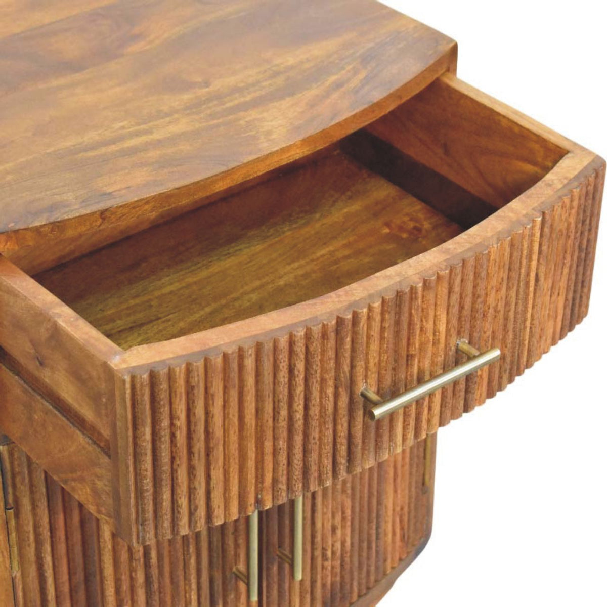 Highland Amber Oak Curved Nightstand
