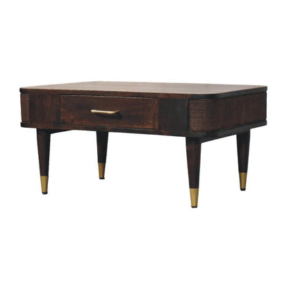 Bellevue Mocha Rattan 2 Drawer Coffee Table