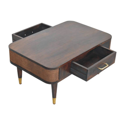 Bellevue Mocha Rattan 2 Drawer Coffee Table