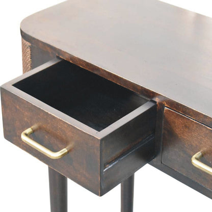 Bellevue Mocha Rattan 2 Drawer Console Table