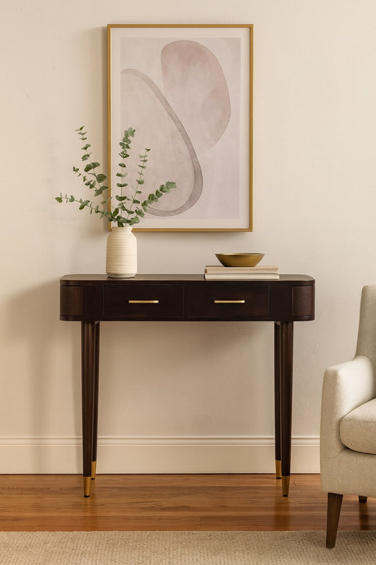 Bellevue Mocha Rattan 2 Drawer Console Table