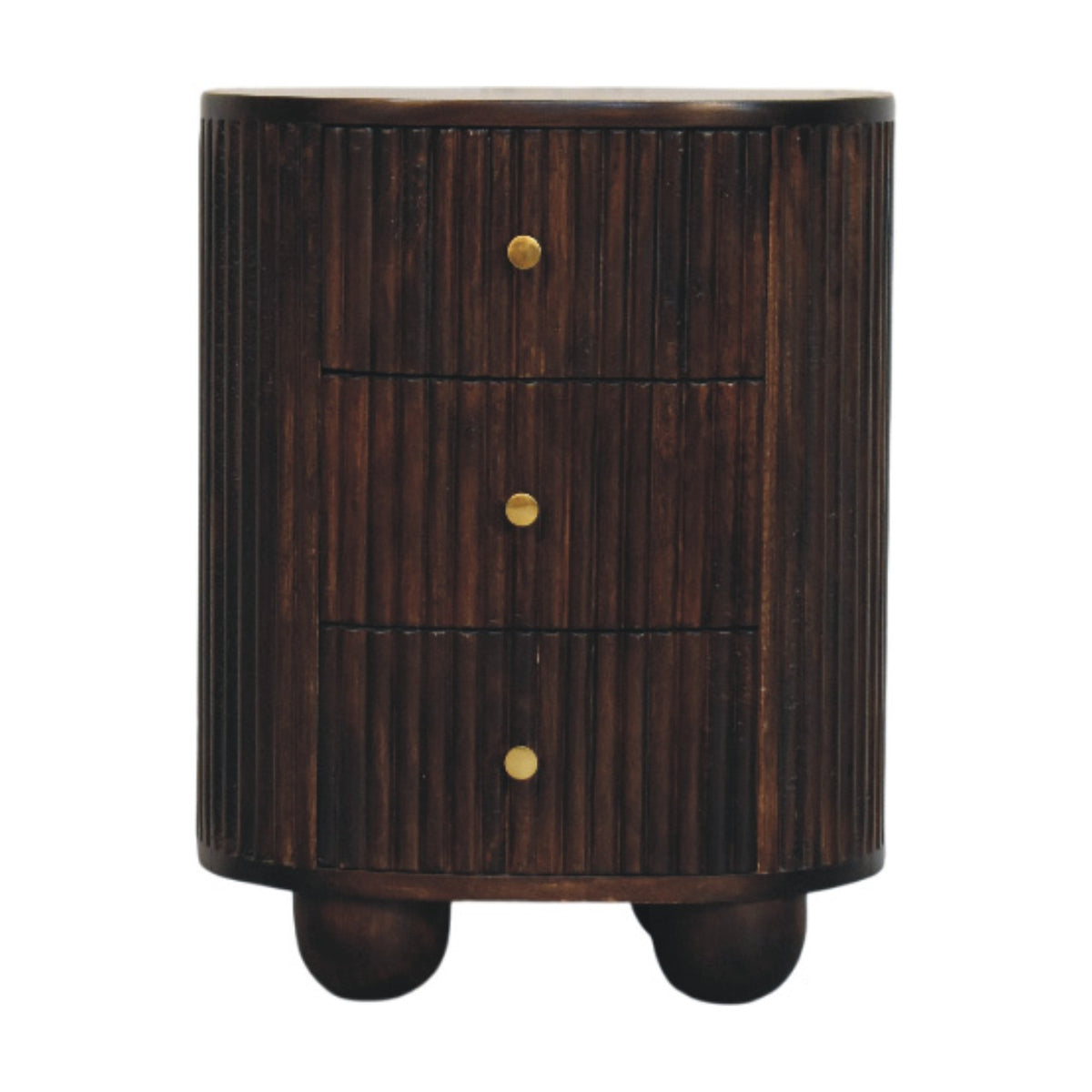 Highland Fluted Mocha 3 Drawer Nightstand