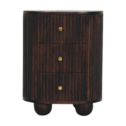 Highland Fluted Mocha 3 Drawer Nightstand