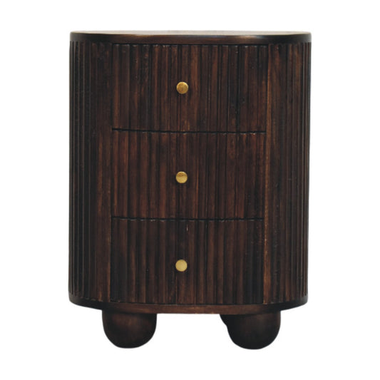 Highland Fluted Mocha 3 Drawer Nightstand