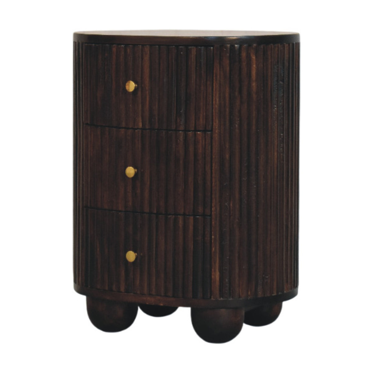 Highland Fluted Mocha 3 Drawer Nightstand