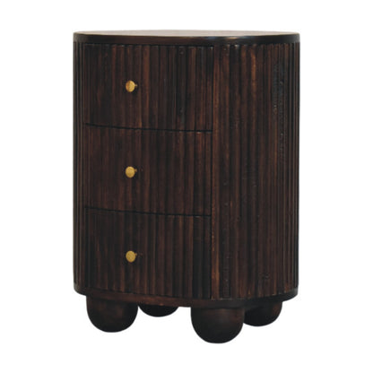 Highland Fluted Mocha 3 Drawer Nightstand