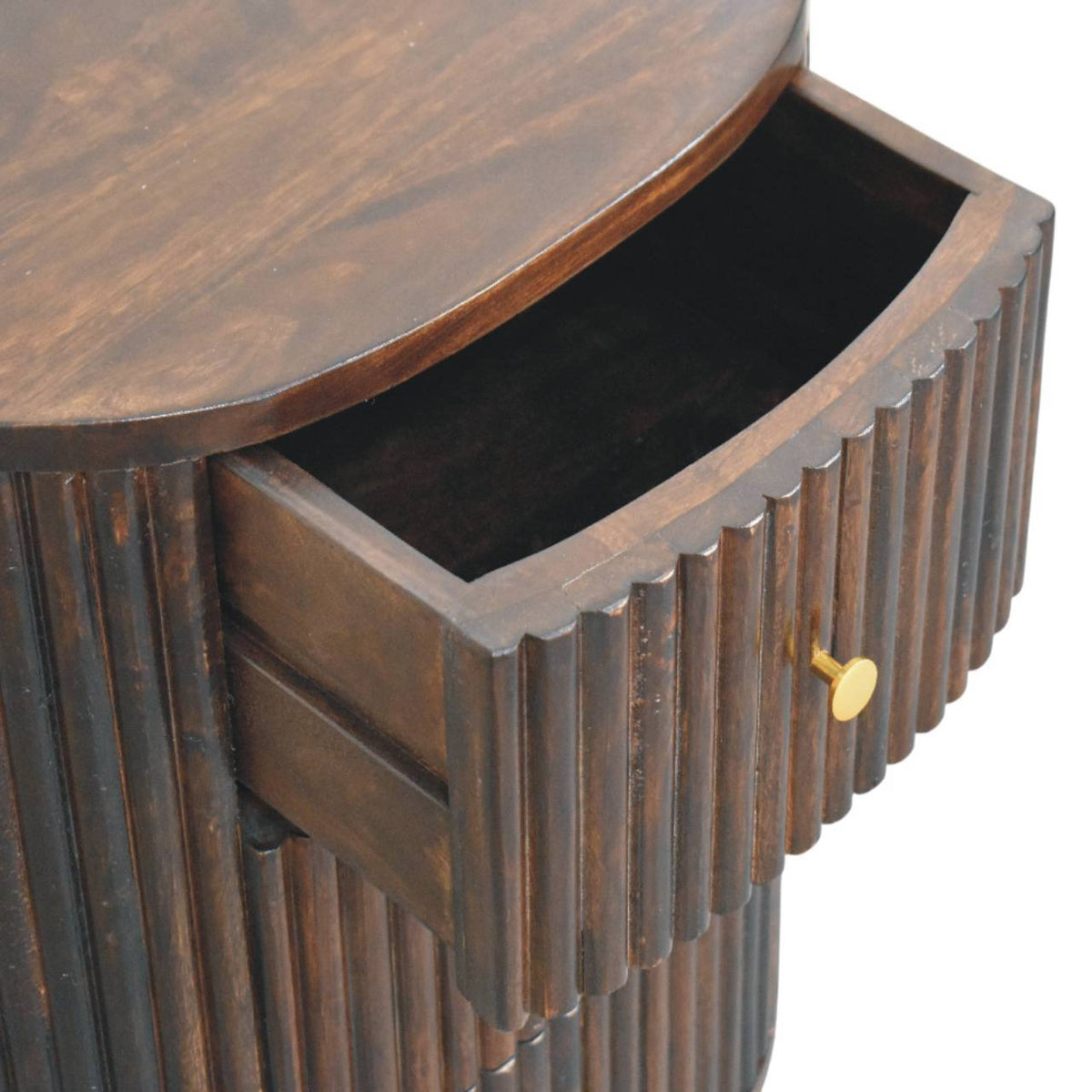 Highland Fluted Mocha 3 Drawer Nightstand