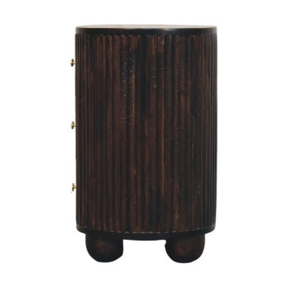 Highland Fluted Mocha 3 Drawer Nightstand