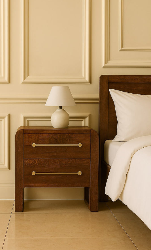 Melrose Smoked Oak 2 Drawer Nightstand