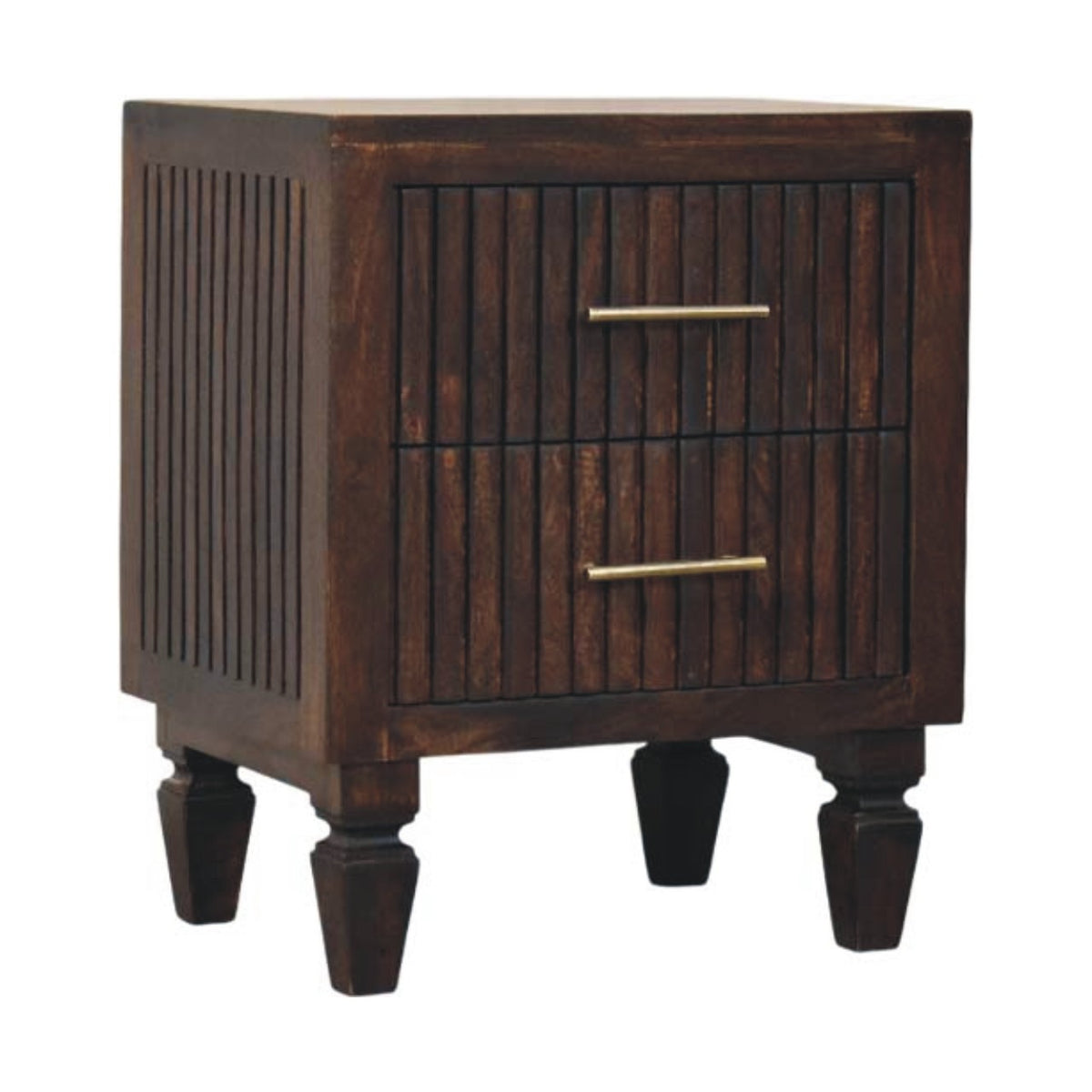 Highland Fluted Mocha 2 Drawer Nightstand