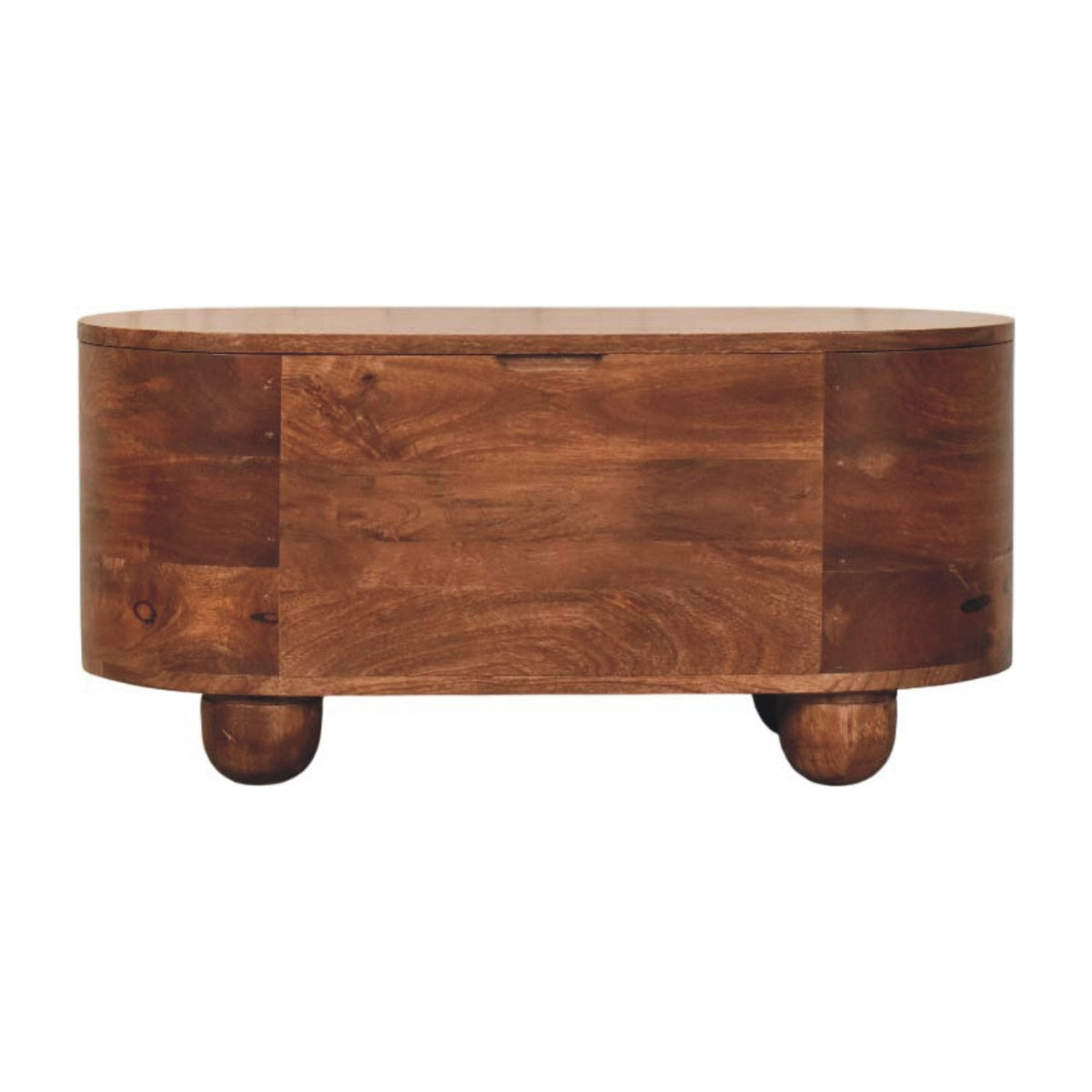 Curved Almond Oval Solid Wood Storage Trunk