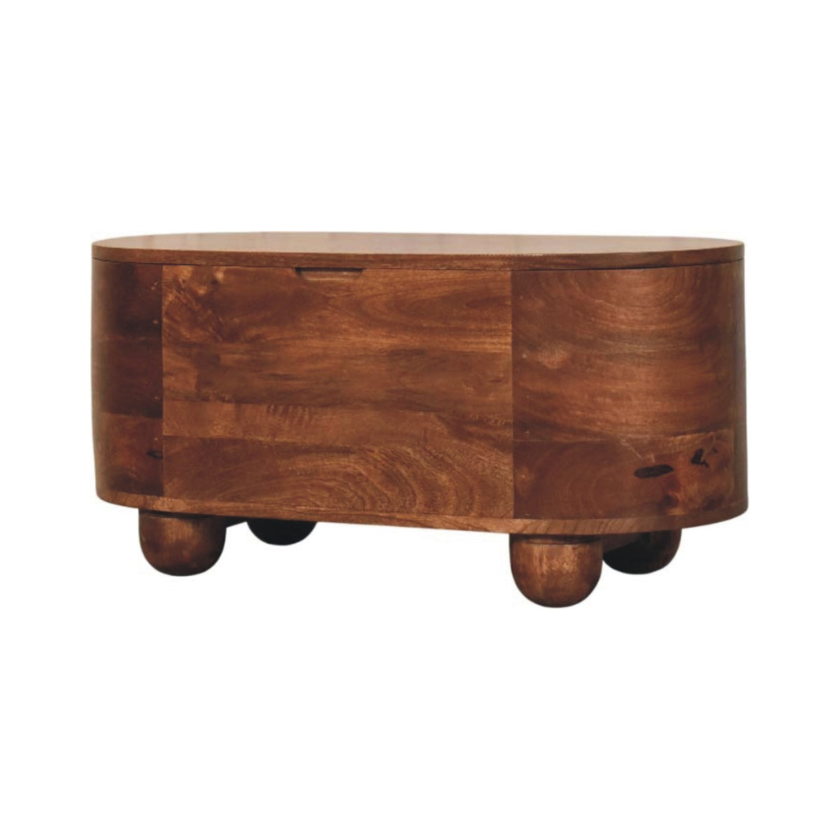 Curved Almond Oval Solid Wood Storage Trunk