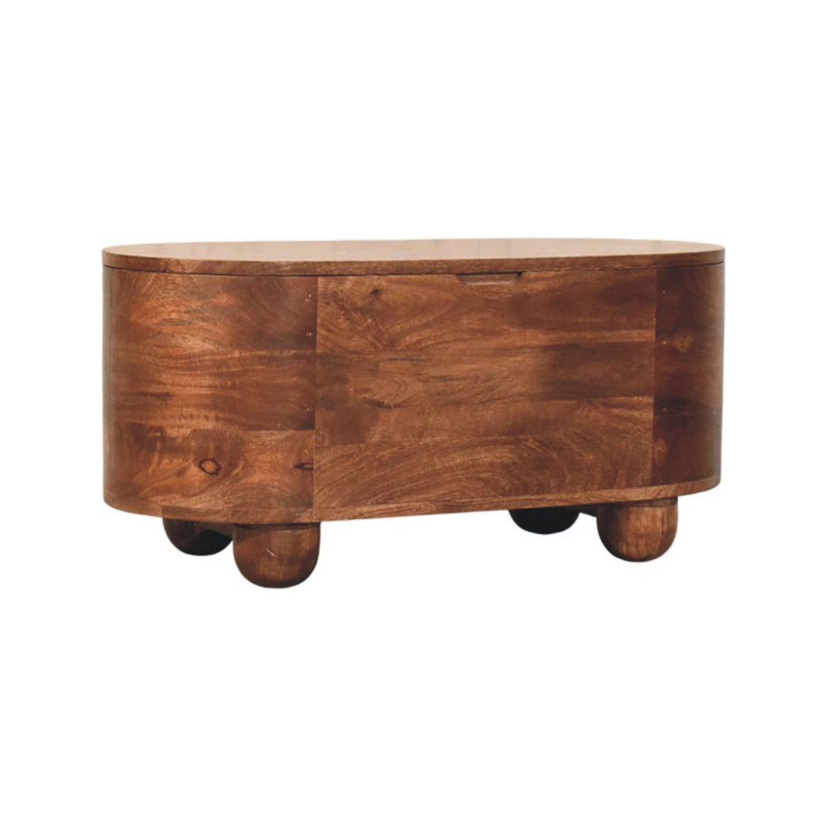 Curved Almond Oval Solid Wood Storage Trunk