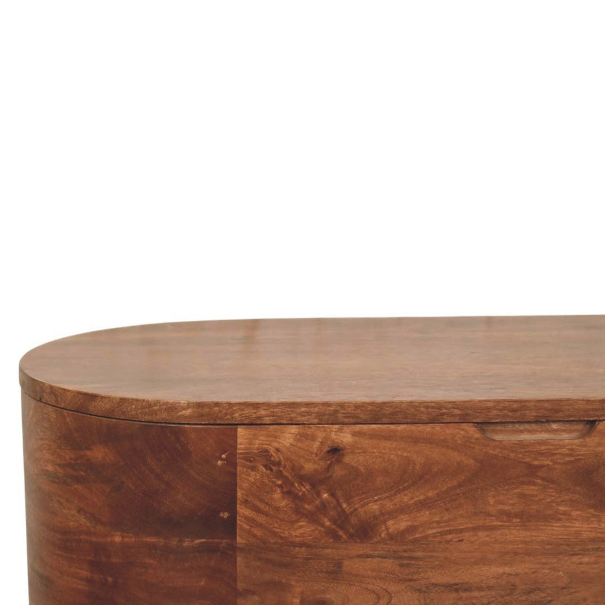 Curved Almond Oval Solid Wood Storage Trunk